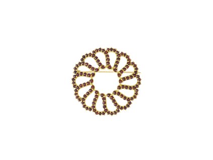 Zlatá brož s českým granátem - kruh