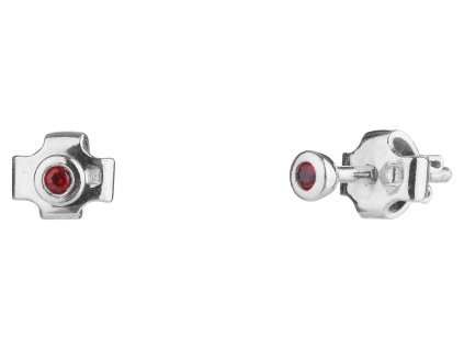 Silver earring with czech garnet, rhodium plated, 1 pc