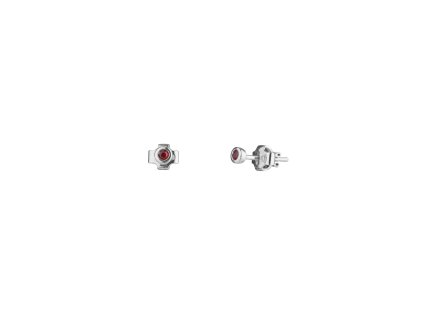 Silver earring with czech garnet, rhodium plated, 1 pc