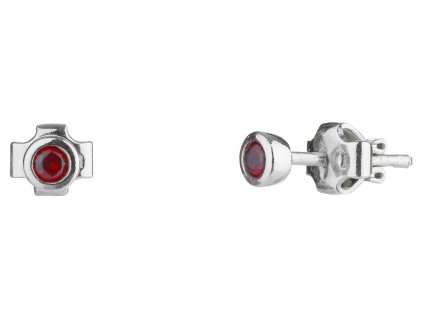 Silver earring with czech garnet, rhodium plated, 1 pc