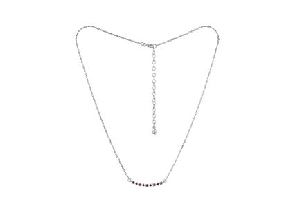 Stříbrný náhrdelník s českým granátem, rhodiovaný - linka