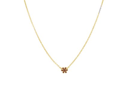 Stříbrný náhrdelník s českým granátem, zlacený - květina