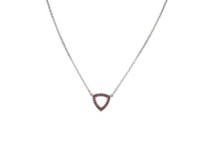 Stříbrný náhrdelník s českým granátem, rhodiovaný - trojúhelník